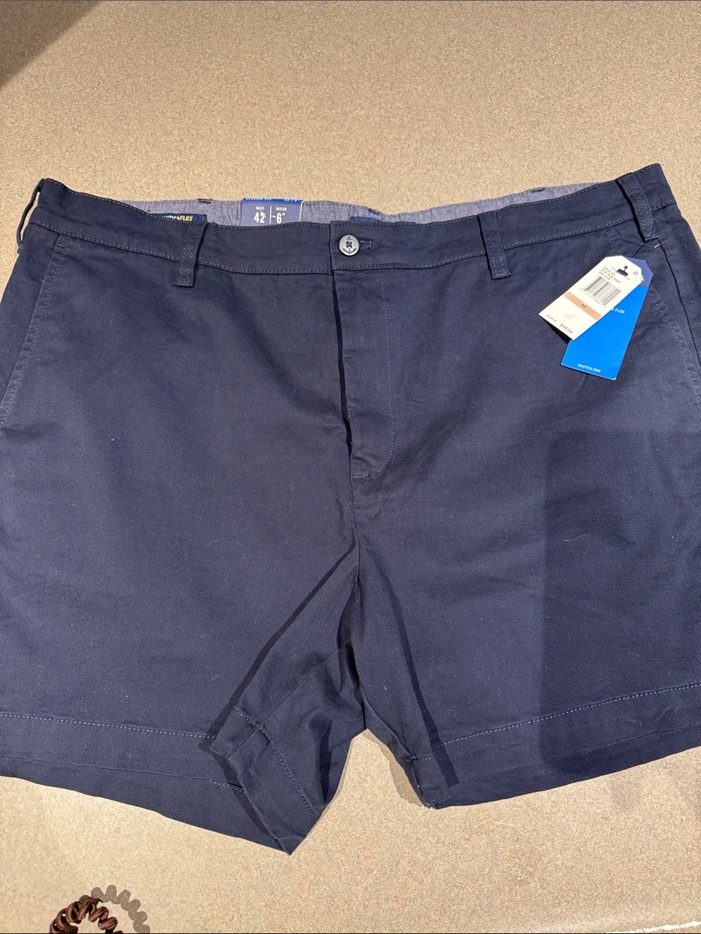 Nautica Men's Navy Flat-Front Cotton Shorts